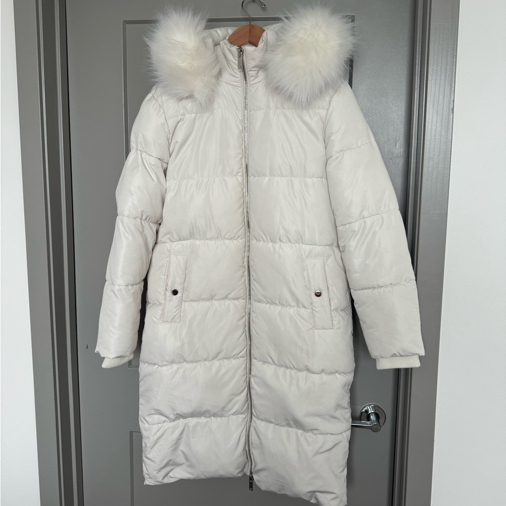 Miss Selfridge Longline Offwhite Winter Coat